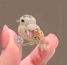 Sparkling Magpie Bird Brooch Pin-Rhinestone Crystal Jewelry for Women Dress/Coat