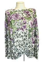 TIME AND TRU TWIST FRONT  Multi-Color Purple Long Sleeve Embellished Top Sz XL
