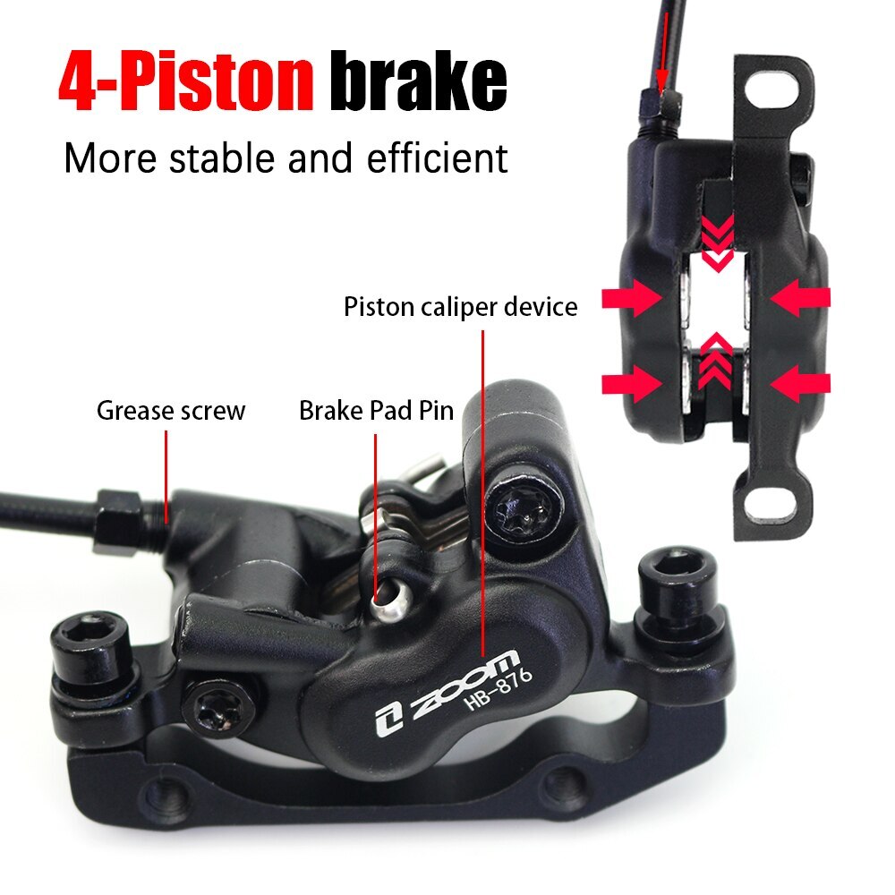 ZOOM HB876 4Pistons Bike Hydraulic Disc Brake MTB Brakes with Rotors