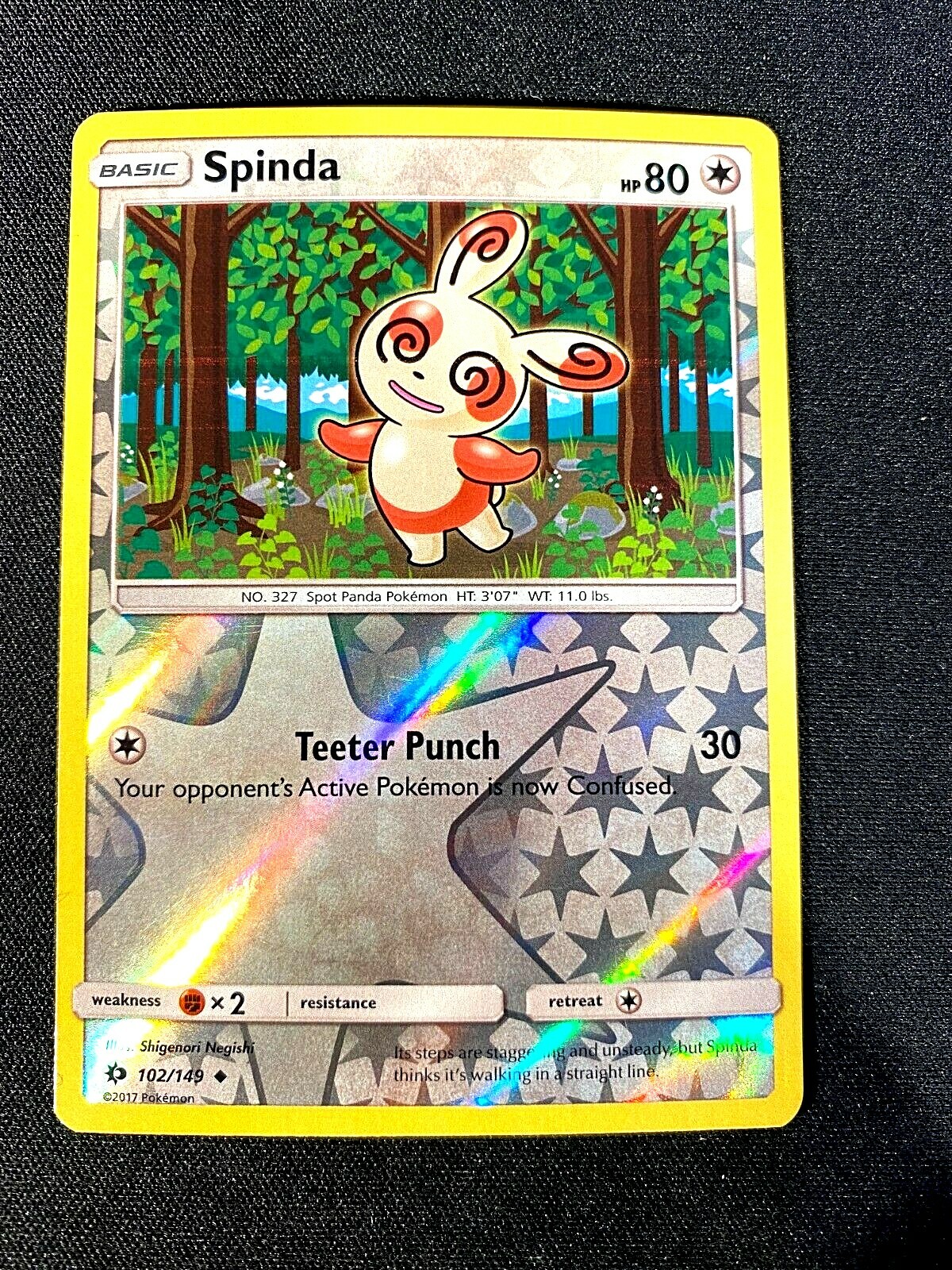 POKEMON SPINDA 102/149 ITEM TRAINER Sun & Moon REVERSE HOLO NM/MT + L2083