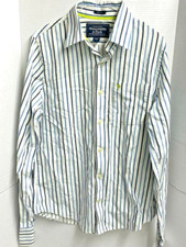 Abercrombie  Fitch Shirt Mens Medium Blue/White Stripes Long Sleeve Button Up