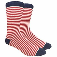 Novelty Fun Crew Print Socks for Dress or Casual Stripe Thin Red SDB1 