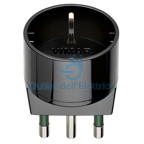 VIMAR ADATTATORE TRIPLA  16A +  SCHUKO NERO 00303
