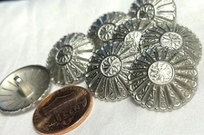 8 Intricate Pierced Brushed Silver Tone Metal Shank Buttons 13/16" 20mm 12605