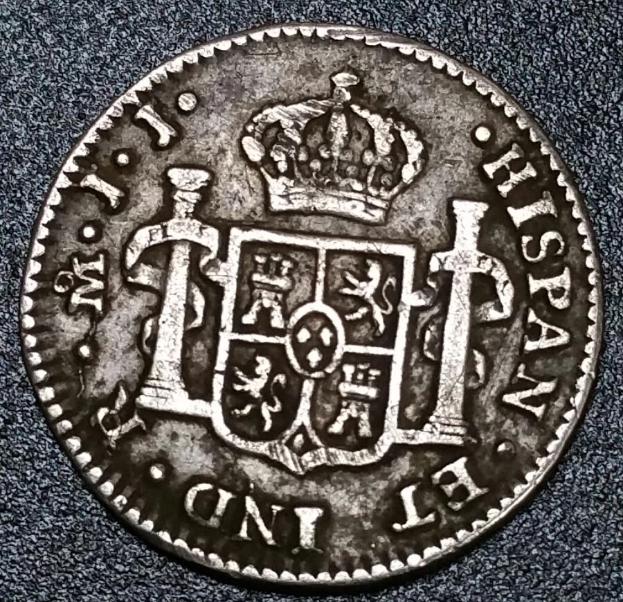 1817 JJ Mexico 1/2 Real Milled Bust War Of Independence Silver Round Bold Coin $ - Image 2 of 4