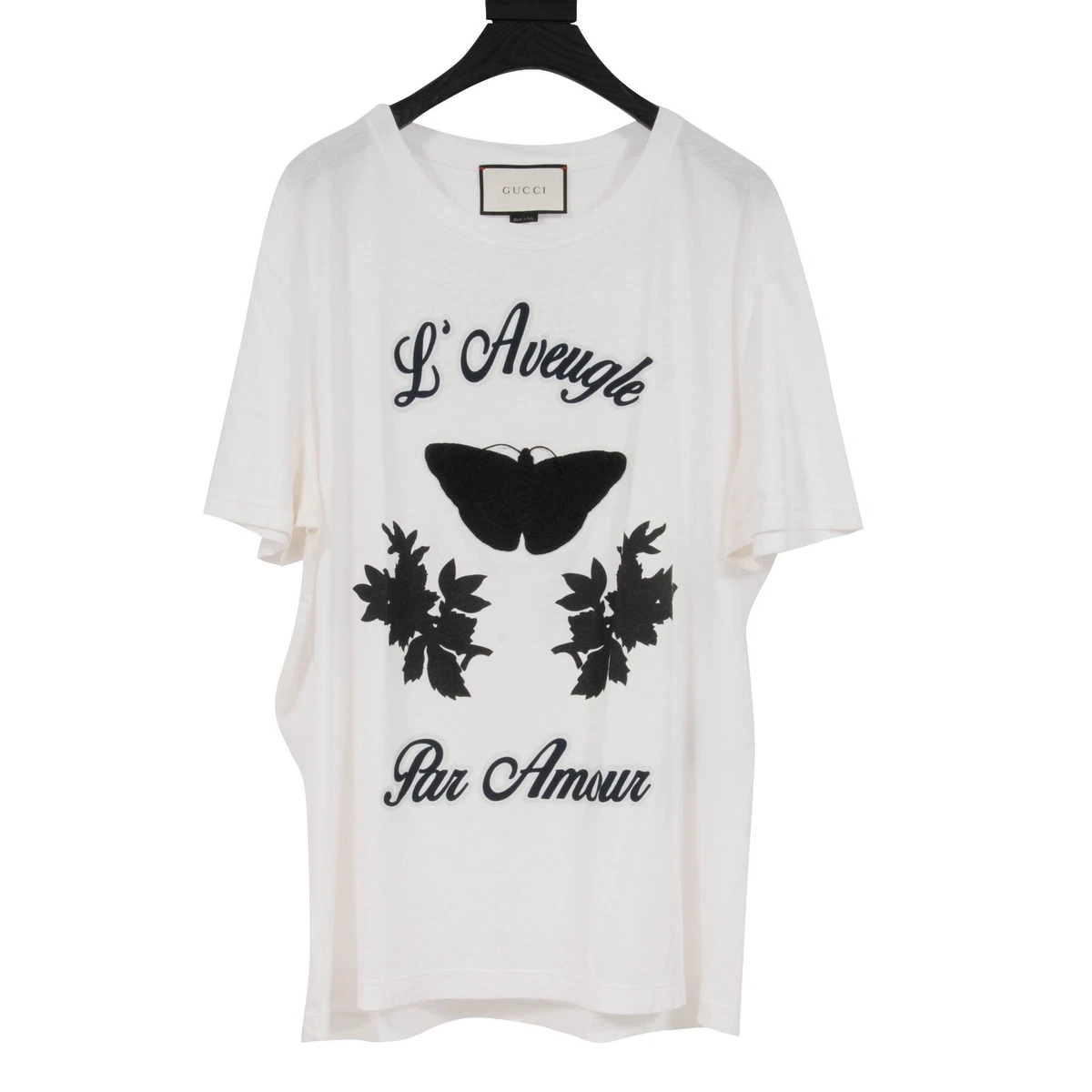 Gucci Logo Washed Print T - Shirt - White . Medium Oversize Flower