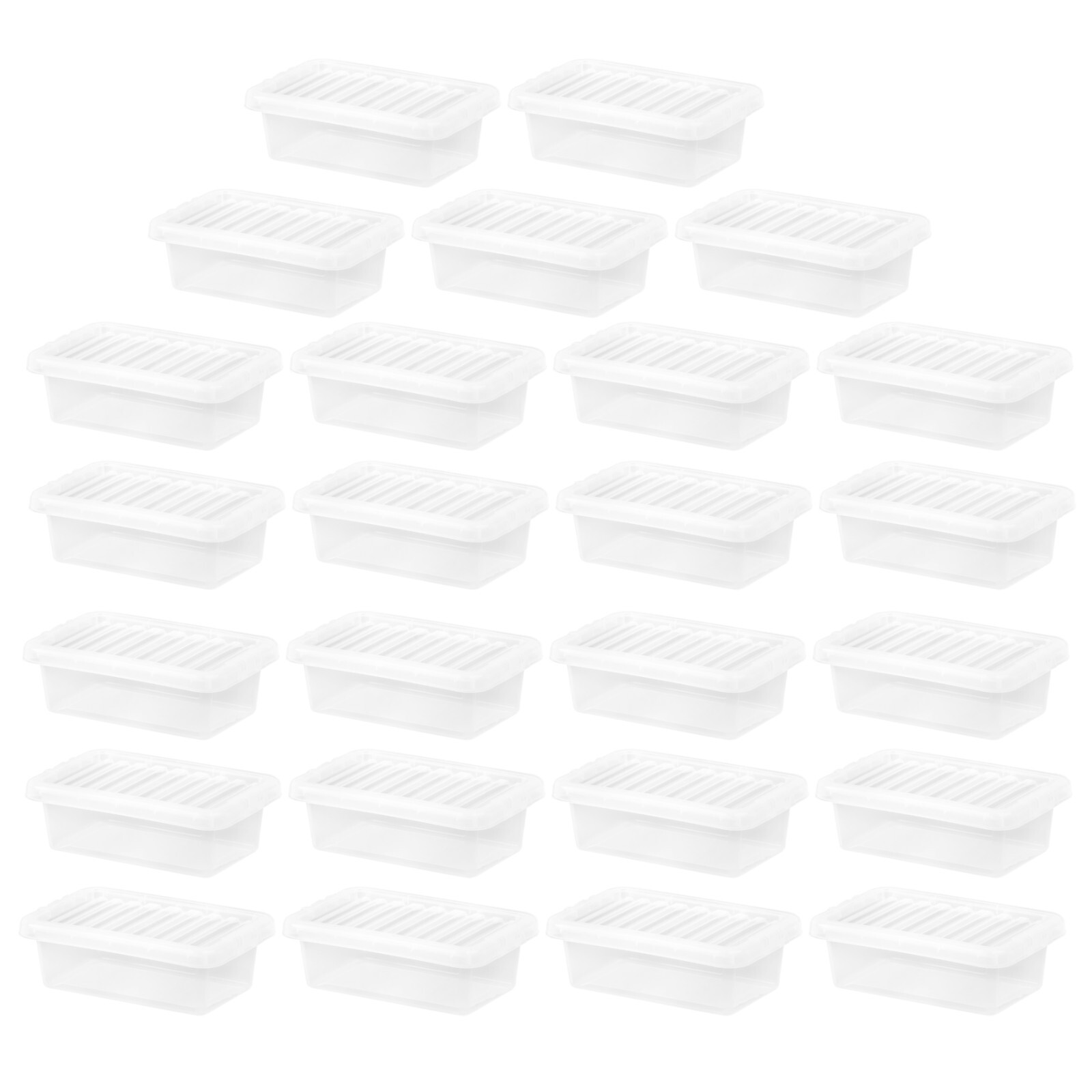 [Set of 25] 4L Small Clear Plastic Storage Boxes with Lids Stackable Containers