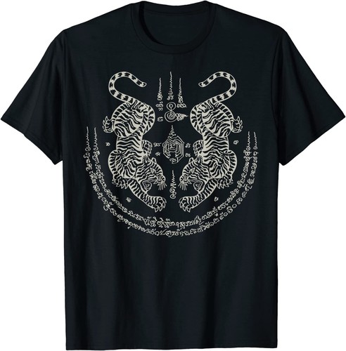 Sak Yant Thai Tattoo Twin Tiger Muay Magical Thailand Gift T-Shirt Size ...