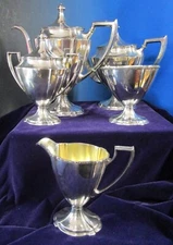PAIRPOINT SHEFFIELD Silverplate 5 Pc Coffee & Tea Service No Monograms C1920s