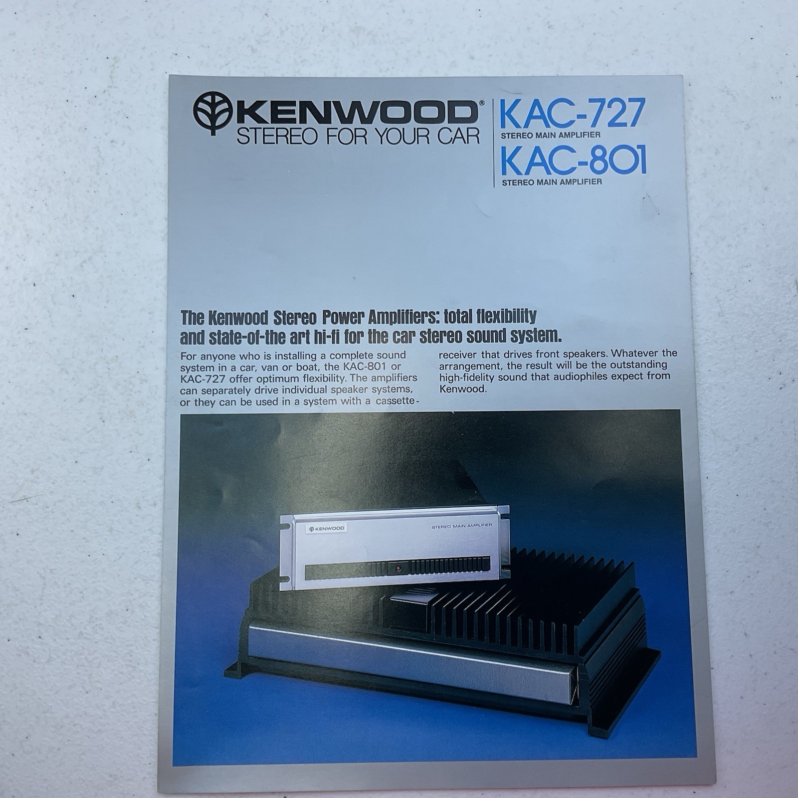 Vintage Kenwood KAC-727 KAC-801 Stereo Main Amplifier Original Dealer Brochure