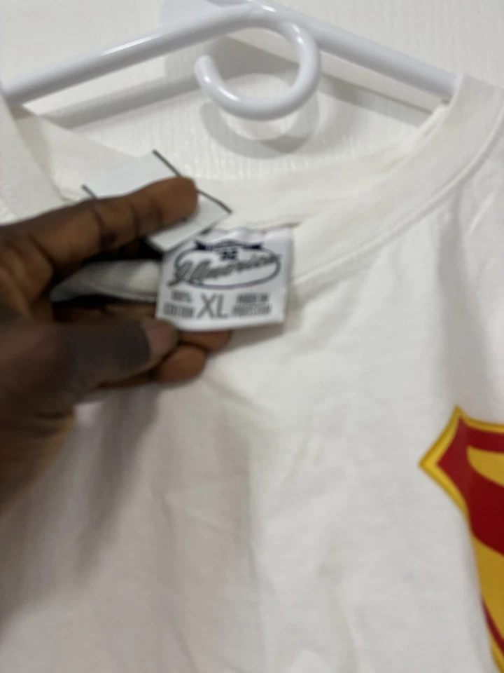 Camisa DC Comics Superman Classic Logo XL Blanca Manga Larga 100% Algodón Foto 4 de 4