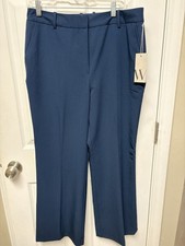 Worthington NWT Women Dress Pants Trouser High Rise Straight Leg Size 12 Blue