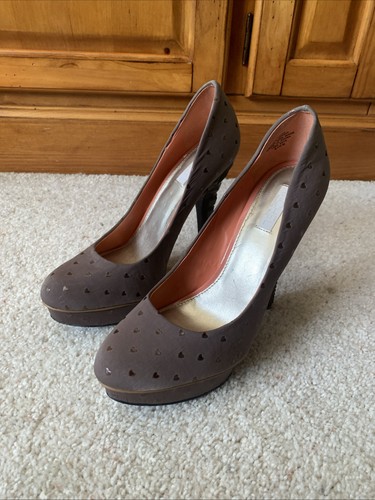 RACHEL ROY Heels Pumps Hearts Brown Purple Platform Stiletto Sz 8.5 Shoes Studs - Picture 6 of 9