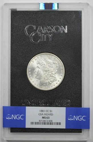 1881-CC Morgan Dollar $1 MS 63 NGC GSA Hoard Box and COA