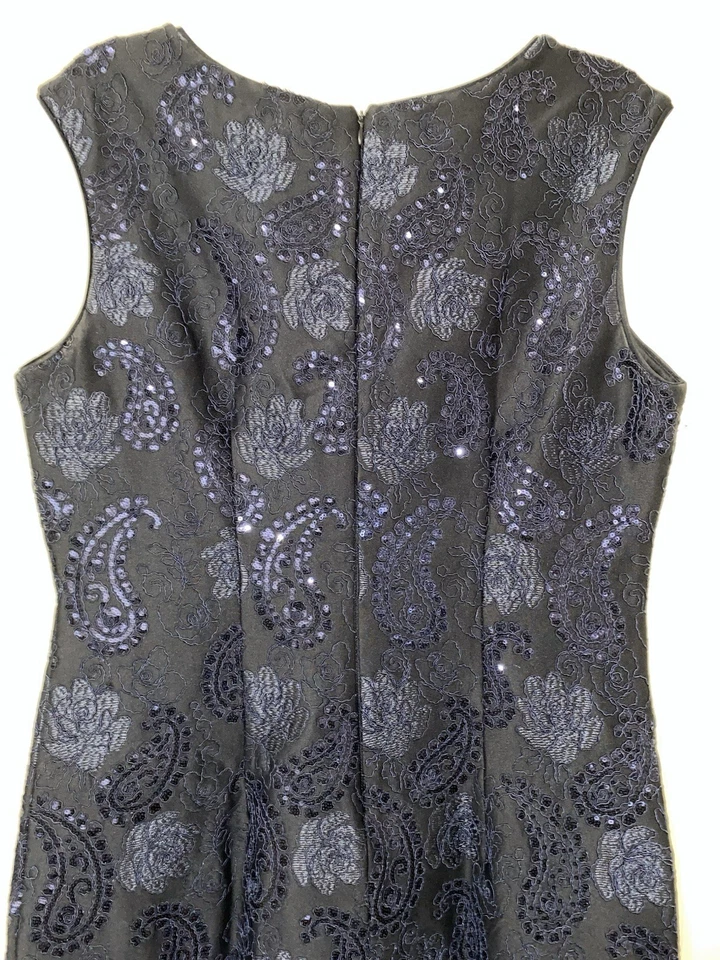 Vestido para mujer Donna Ricco funda de encaje con lentejuelas azul marino boda fiesta talla 12 nuevo Foto 4 de 4