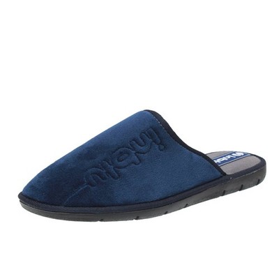 Inblu blaue Stoff Hausschuhe - Größe 41 [26,8 cm] Herrenschuhe Pantoffeln