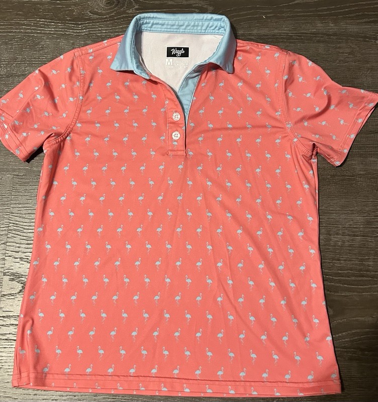 Waggle Size Medium Flamingo Polo Top Medium Girls 10/12 Short Sleeve