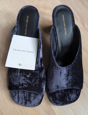 Dries van Noten Navy Velvet Slide Shoes Size 7 US, Size 37 NIB | eBay