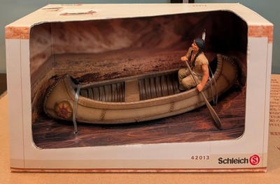 SCHLEICH 42013 Original ''Kanu mit Figur'' Indigener Boot Fahrer (NEU/OVP)