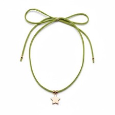 Collana choker verde cordino scamosciato pendente stella dorata multifunzione