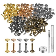 100 Sets Leather Rivets 9mm x 16mm Metal with 3 Setter Tools Multi Colors