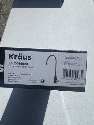 Kräus Purita Filter Kitchen Faucet FF-100BBMB Brushed Brass Matte Black New