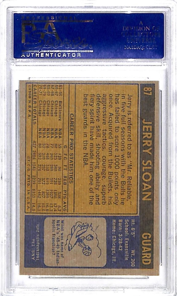 1971-72 Topps #87 Jerry Sloan Chicago Bulls Basketball Card PSA 9 MINT ID:45108 - Image 2 of 2