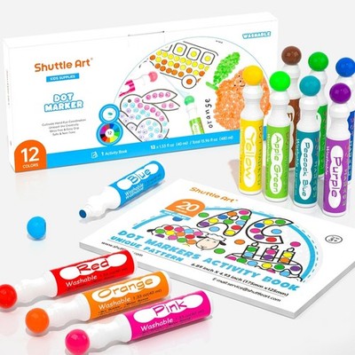 Dot Marker 12 Farbig Waschbar Punktmarker mit 30 Mustern für Kinder-Kunst Akt