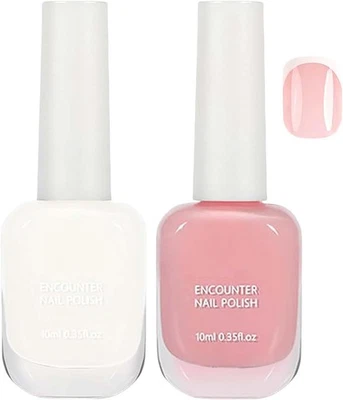 KKWOTER 2PCS, Nail Polish Set, Quick-Dry Peel-Off Set - Classic French Tip Manicure...