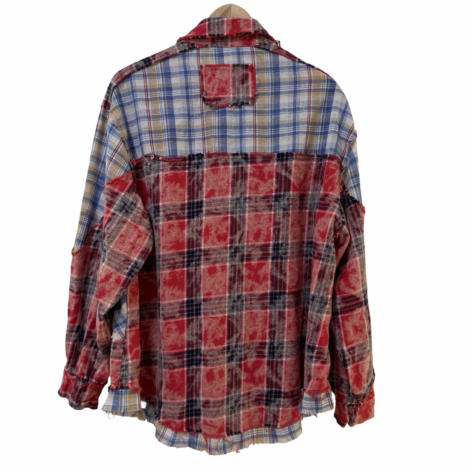 POL Womens Patchwork Flannel Plaid Button Up Shir… - image 2