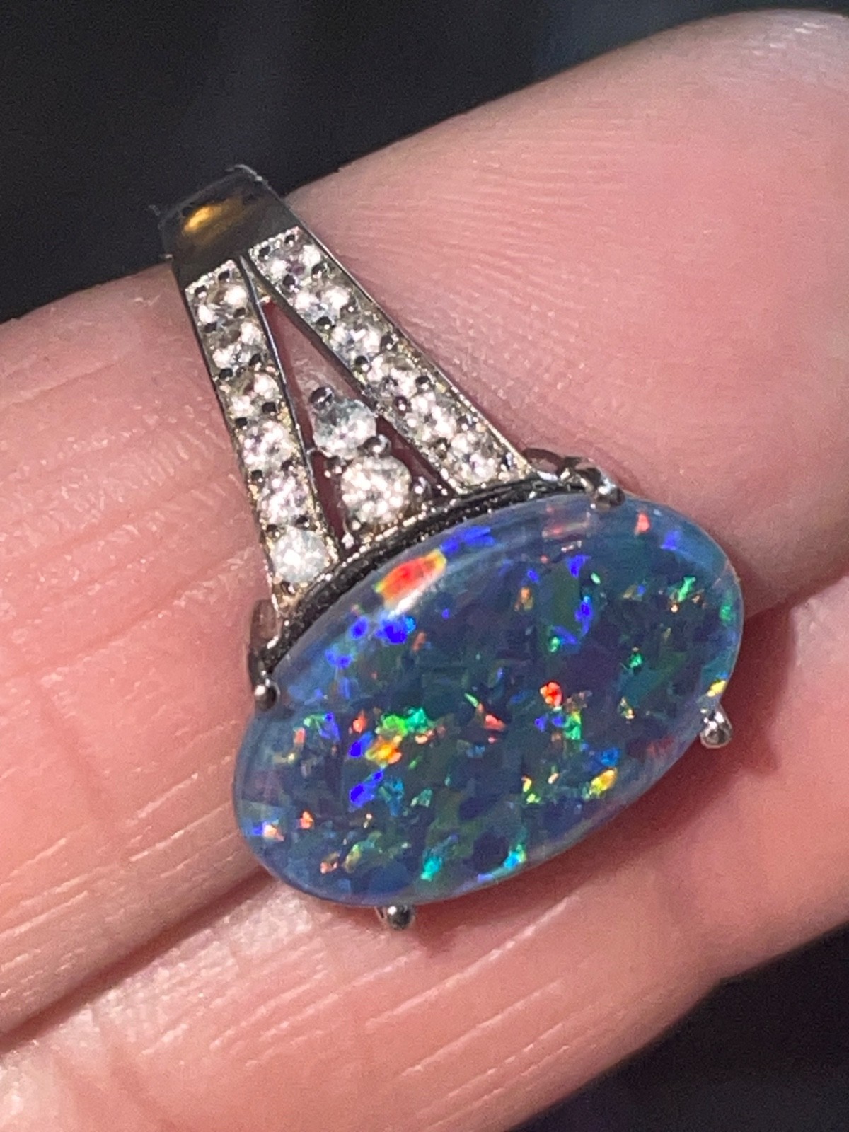 PLEASE READ NEW 925 dk sterling sliver austrillian boluder triplet opal ring sz8