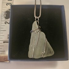 Wire Wrapped Beach Glass Pendant With 18" Ss Chain Included
