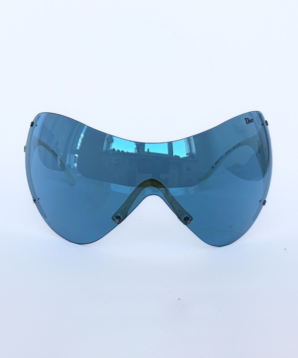 Vintage CHRISTIAN DIOR Sunglasses Ski1 Logo White BLue Shield Mask