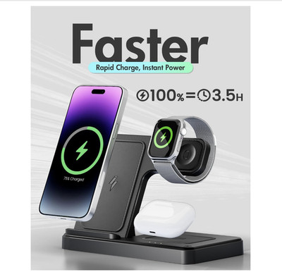 4-in-1 Wireless Charging Station Stand, Fast Charger for iPhone, Apple Watch