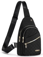 Sling Bag Crossbody Bags for Women Trendy Leather Fanny Packs Chest Bag Black