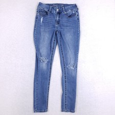 Seven7 Tummyless Skinny Jeans 10 Distressed Medium Wash Slimming Denim