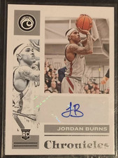 Jordan Burns Colgate Basketball Panini Chronicles Rookie Autograph Card Auto NBA. rookie card picture