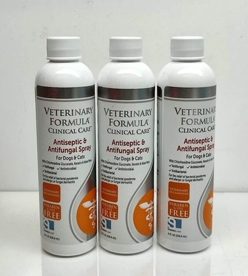 3 PACK Veterinary Formula Dogs Cat Clinical Care Antiseptic/Antifungal Spray 8oz