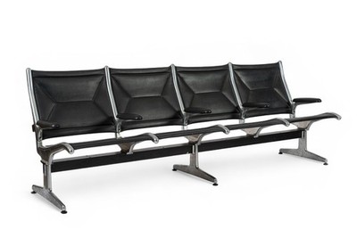Eames for Herman Miller Mid Century Black Tandem Sling Seating 1990s
