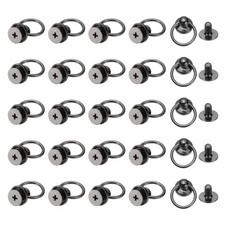 25 Pcs 0.39" Screwback Round Head Rivet with Single Ring ,White