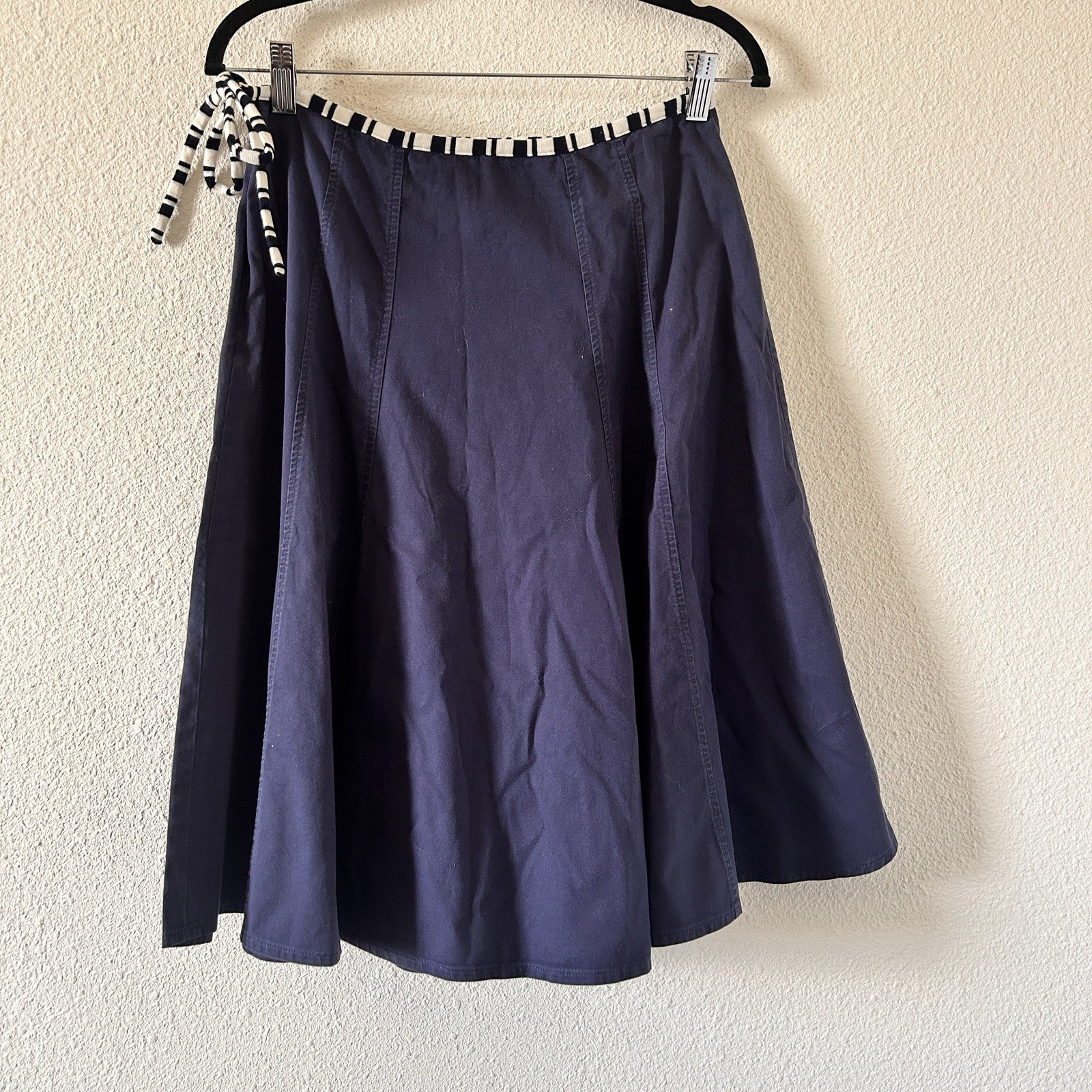 Eclizia Blue Midi Skirt Fit Flare Size 30 Preppy Coastal Nautical Swing Skirt