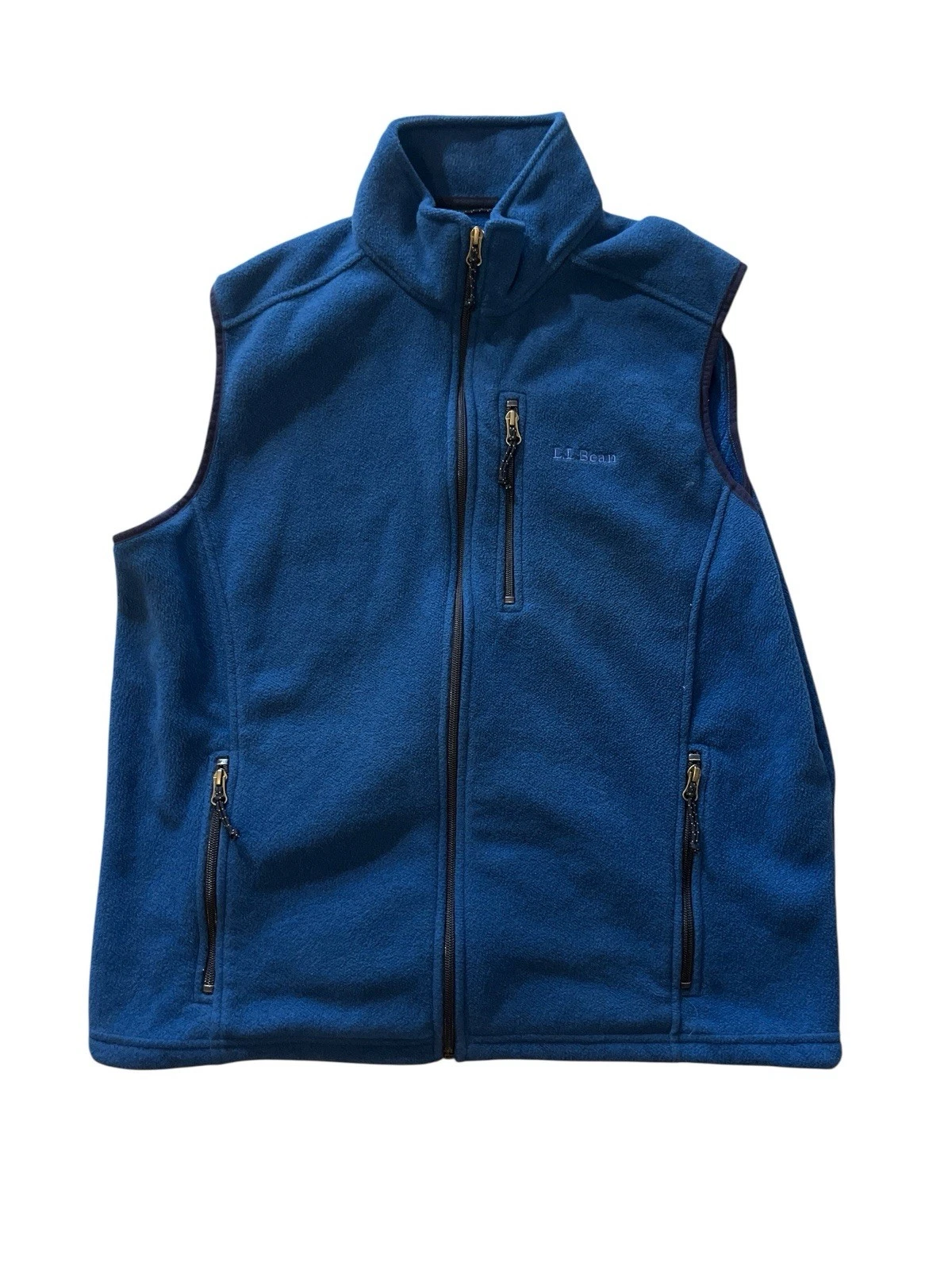LL Bean Trail Model Polartec Fleece Vest Men L Reg Blue Full Zip Hiking Outdoor