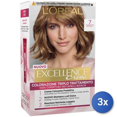 3x L'oreal Excellence Haarfarbe Mit 7 Biondo Farbe