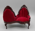 Sonia Messer Victorian Red Velvet Tete A Tete Chair Dollhouse Miniature 1:12 — photo 5