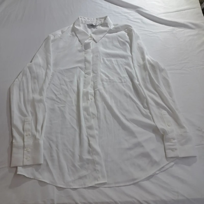 Nine West Women Button-Down Dress Shirt XL White Chest Pocket Collared