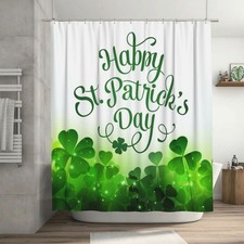 Shower Curtain Set 72x72 Inch Happy St. Patrick's Day with 12 Hooks Waterproo...