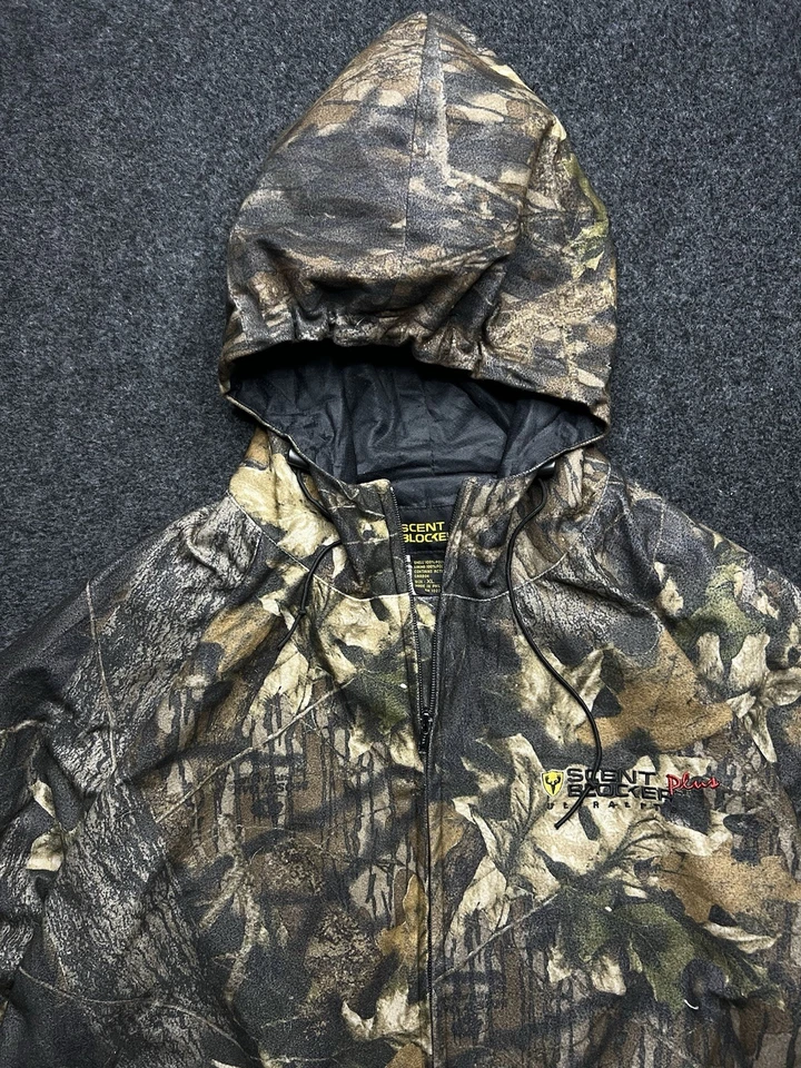 Scent Blocker Plus Camo Vtg Jacket Hunting Hooded Full Zip Realtree Men size XL - Image 3 of 4