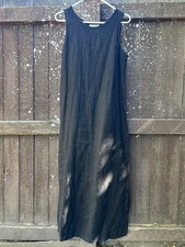 1990s vintage black linen lagenlook minimalist maxi column dress small
