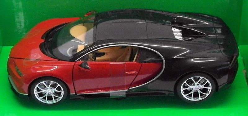 Welly Escala 1/24 Diecast 24077W - Bugatti Chiron - Negro Rojo Foto 3 de 4