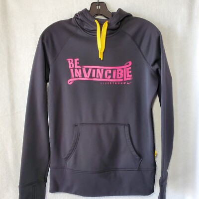 Nike Livestrong Hoodie Black Pullover Men Small Drawstring Pocket Be Invincible